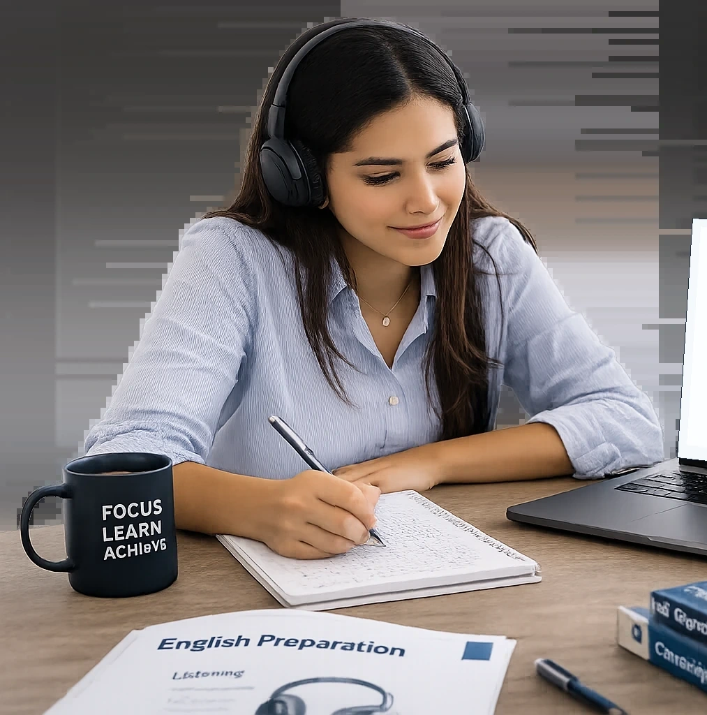 Estudiante en preparación para evaluación de inglés